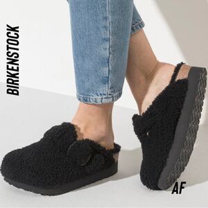 BIRKENSTOCK BOSTON SHEARLING IN TEDDY BLACK NWT Size 39